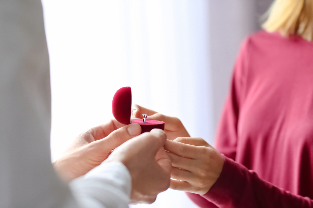 Man doing a proposal with his partner